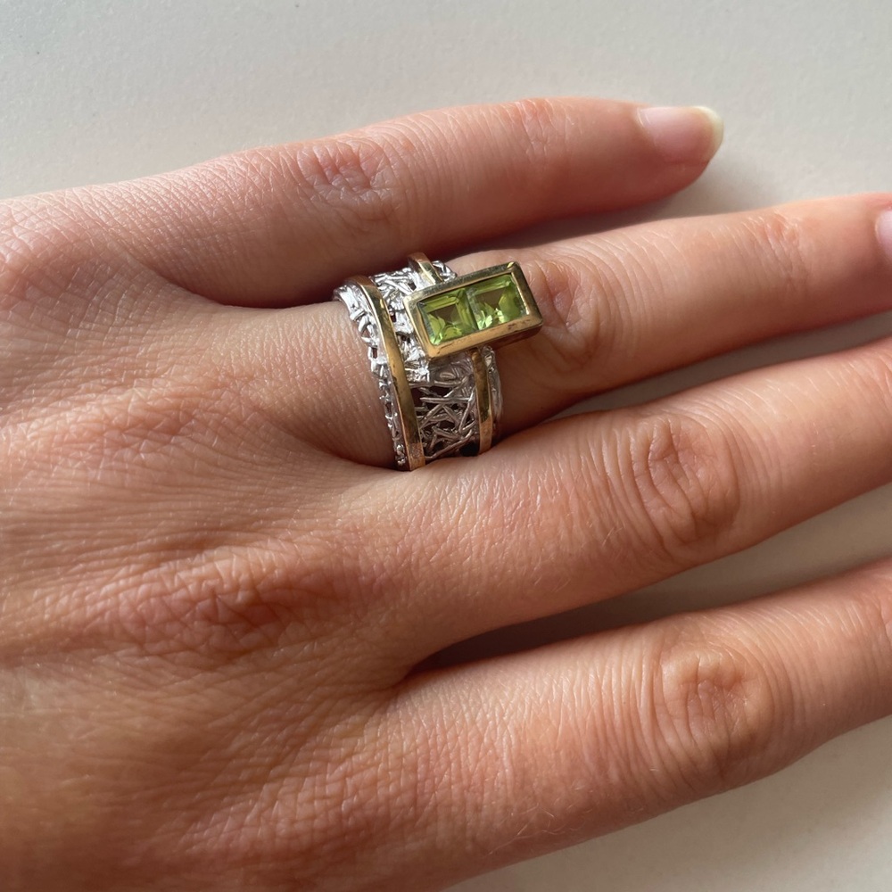 Vintage-Inspired Silver and Green Peridot Ring